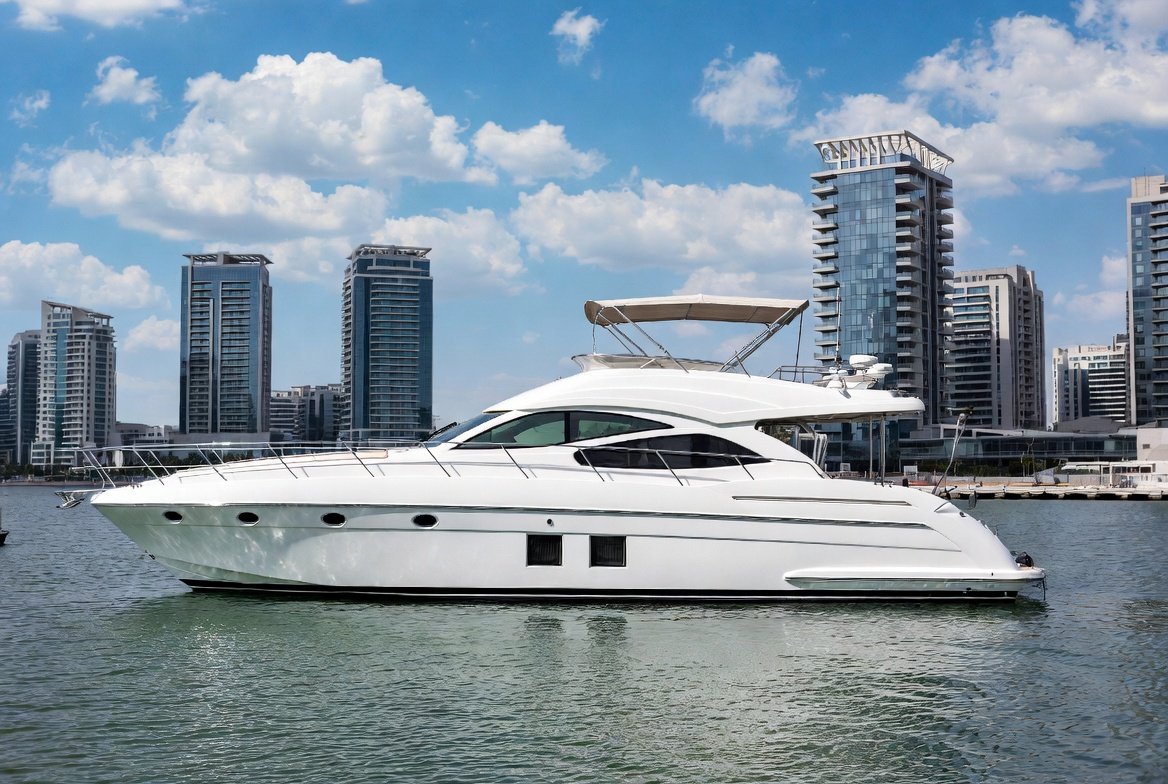 42ft yacht available for rent in Dubai Marina — luxury boat charter for 12 guests with captain